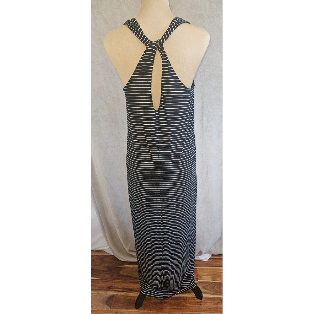 NWT Striped Gateway Tank Maxi Dress Size PS Black White Sleeveless Twist Back - Picture 2 of 5